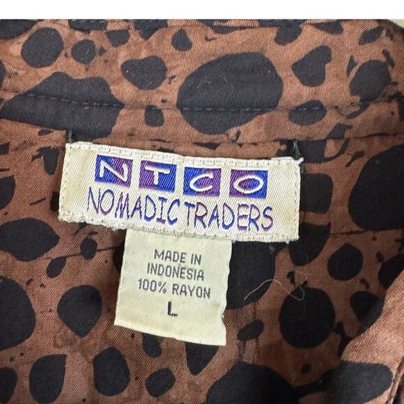 Women's Nomadic Traders Quilted Brown Animal Print Reversible Button Up Jacket L - Picture 6 of 7